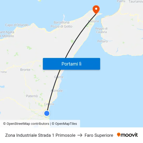 Zona Industriale Strada 1 Primosole to Faro Superiore map