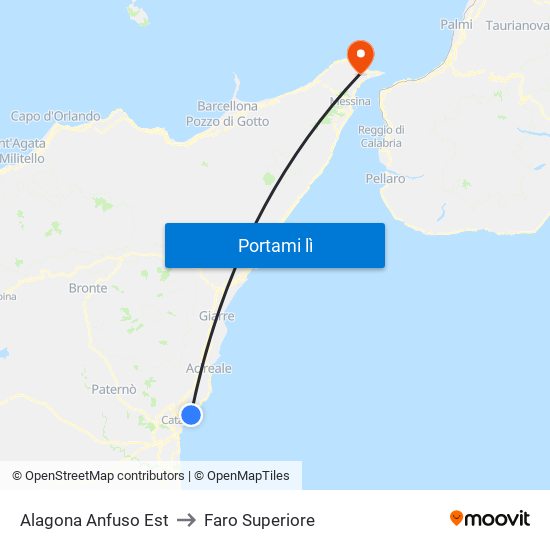 Alagona Anfuso Est to Faro Superiore map