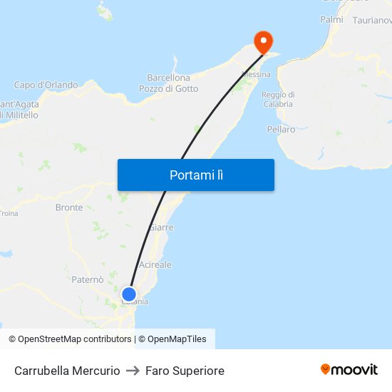 Carrubella Mercurio to Faro Superiore map