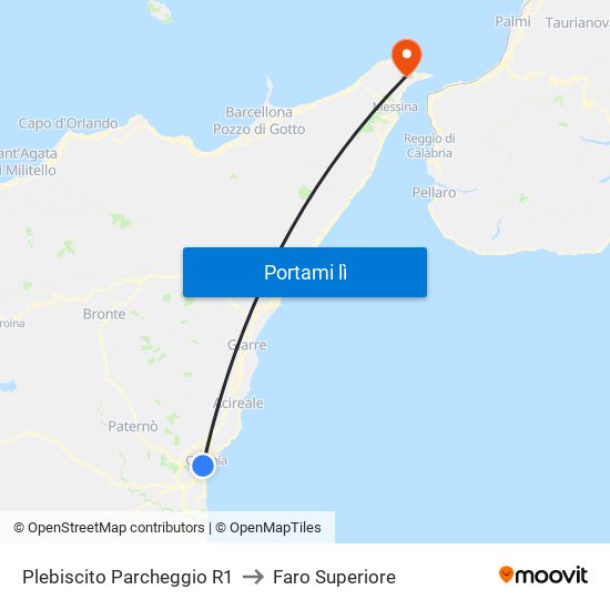 Plebiscito Parcheggio R1 to Faro Superiore map