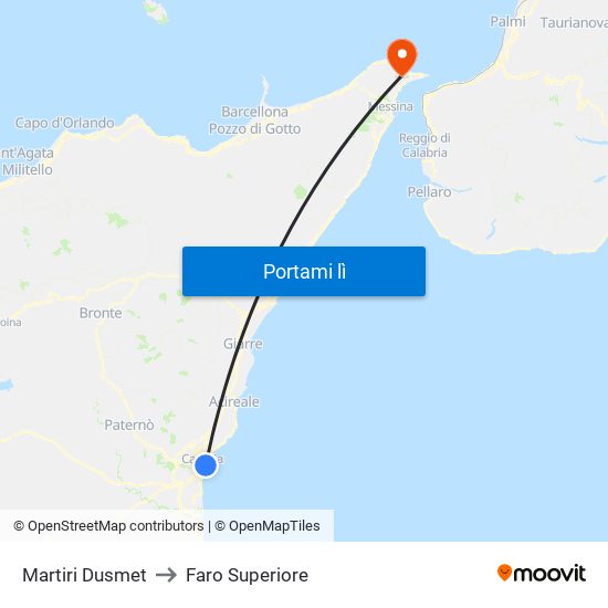 Martiri Dusmet to Faro Superiore map