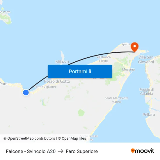 Falcone - Svincolo A20 to Faro Superiore map