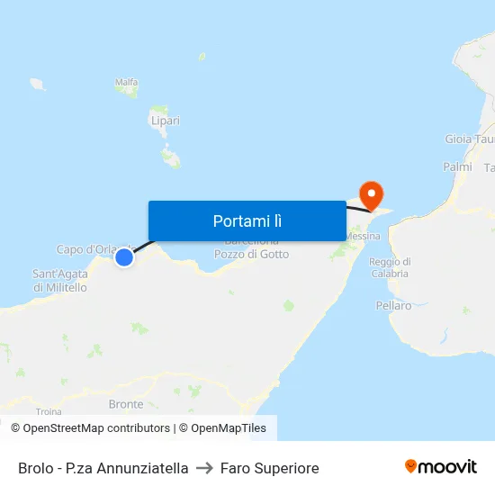 Brolo - P.za Annunziatella to Faro Superiore map