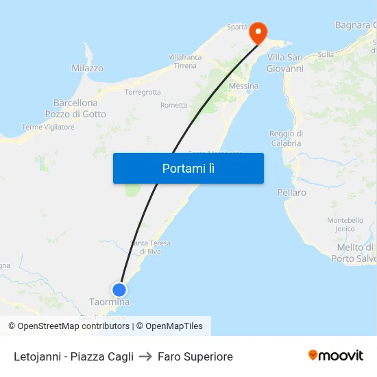 Letojanni - Piazza Cagli to Faro Superiore map