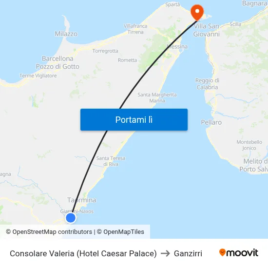 Consolare Valeria (Hotel Caesar Palace) to Ganzirri map