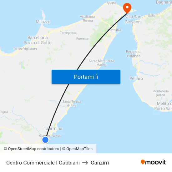 Centro Commerciale I Gabbiani to Ganzirri map