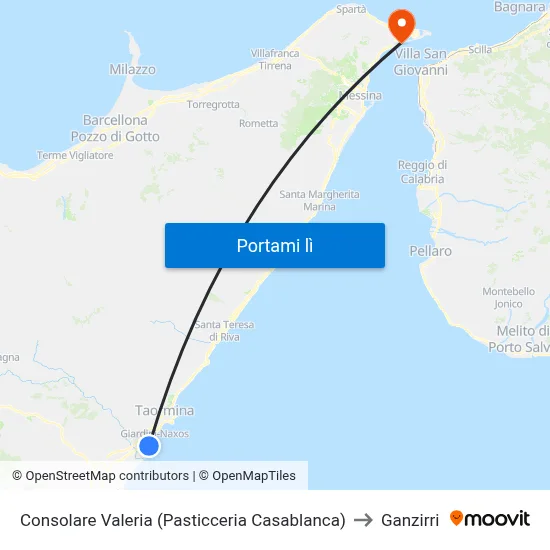 Consolare Valeria (Pasticceria Casablanca) to Ganzirri map
