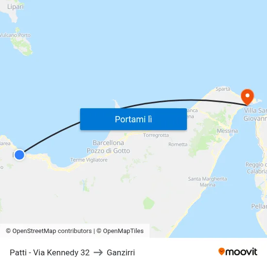 Patti - Via Kennedy 32 to Ganzirri map