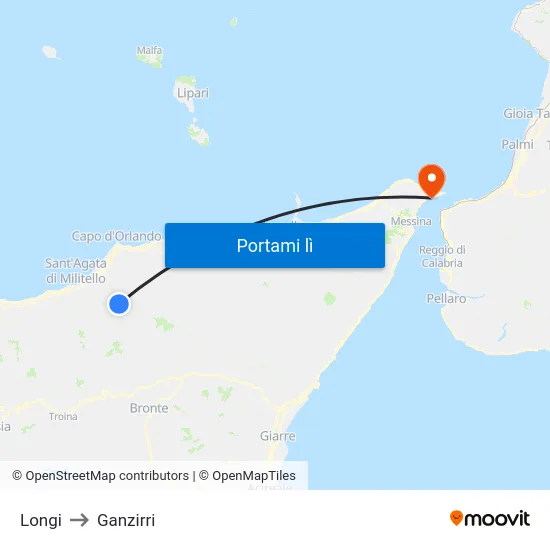 Longi to Ganzirri map