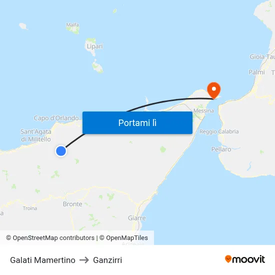 Galati Mamertino to Ganzirri map