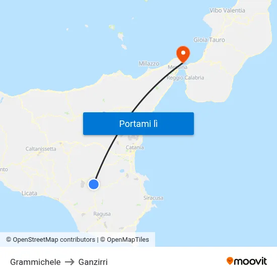 Grammichele to Ganzirri map
