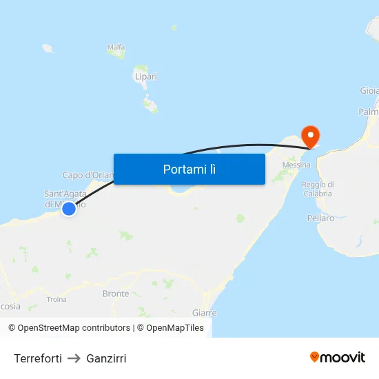 Terreforti to Ganzirri map