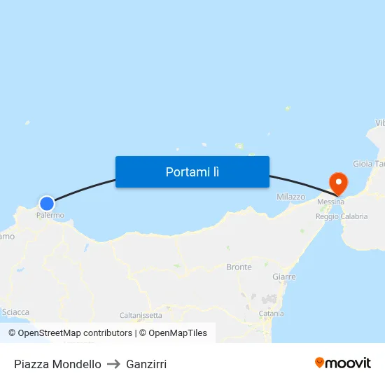 Piazza Mondello to Ganzirri map