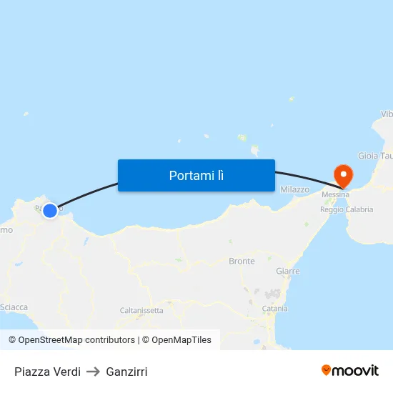 Piazza Verdi to Ganzirri map