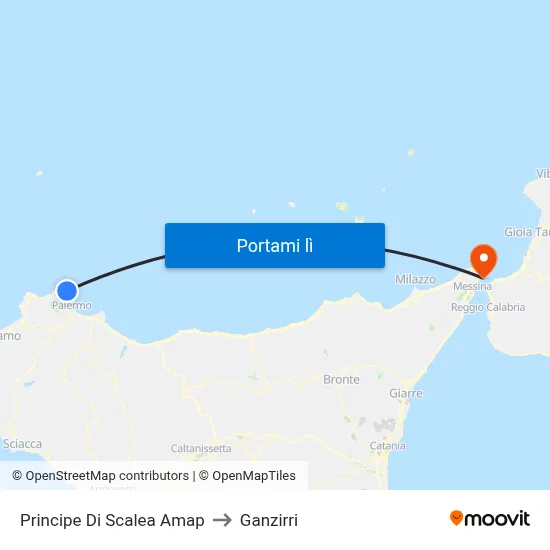 Principe Di Scalea Amap to Ganzirri map