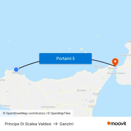 Principe Di Scalea Valdesi to Ganzirri map