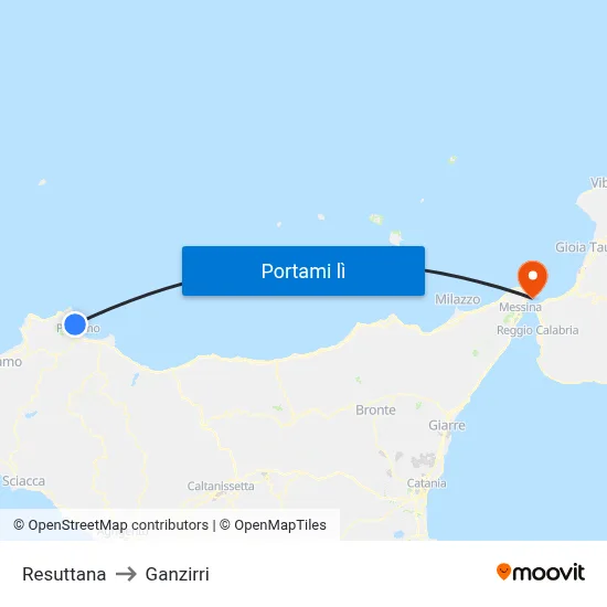 Resuttana to Ganzirri map