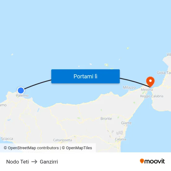Nodo Teti to Ganzirri map