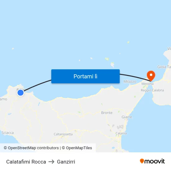 Calatafimi Rocca to Ganzirri map