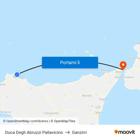Duca Degli Abruzzi Pallavicino to Ganzirri map