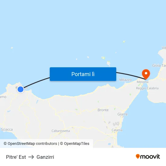 Pitre' Est to Ganzirri map