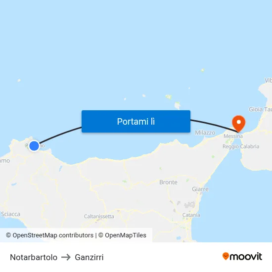 Notarbartolo to Ganzirri map