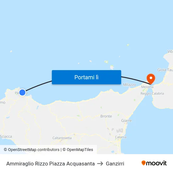 Ammiraglio Rizzo Piazza Acquasanta to Ganzirri map