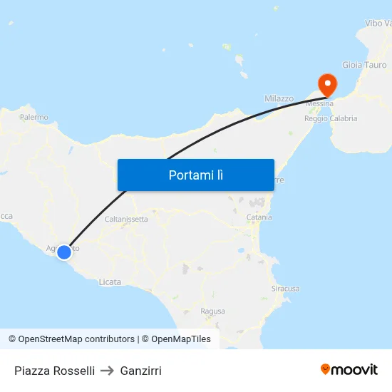 Piazza Rosselli to Ganzirri map