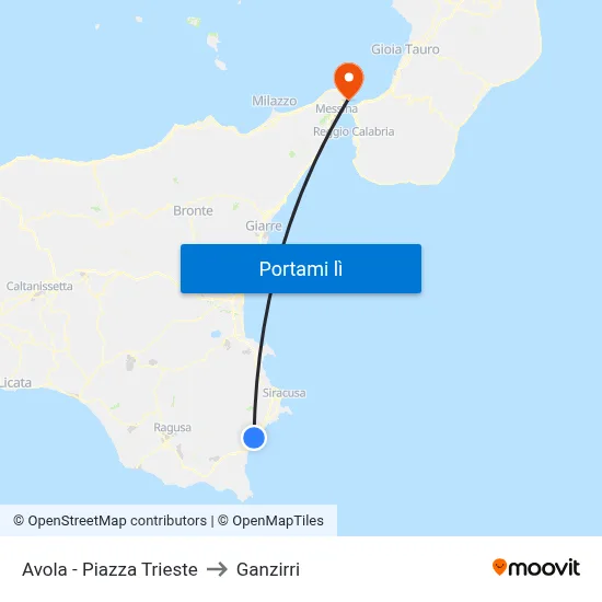 Avola - Piazza Trieste to Ganzirri map