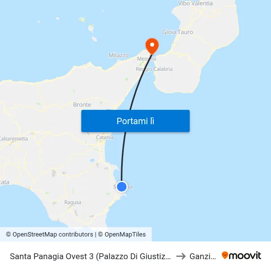 Santa Panagia Ovest 3 (Palazzo Di Giustizia) to Ganzirri map