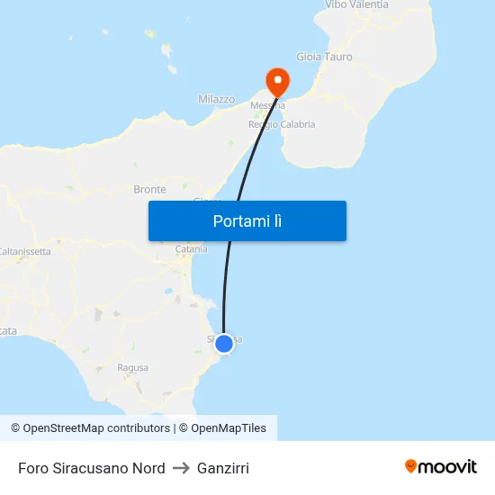Foro Siracusano Nord to Ganzirri map