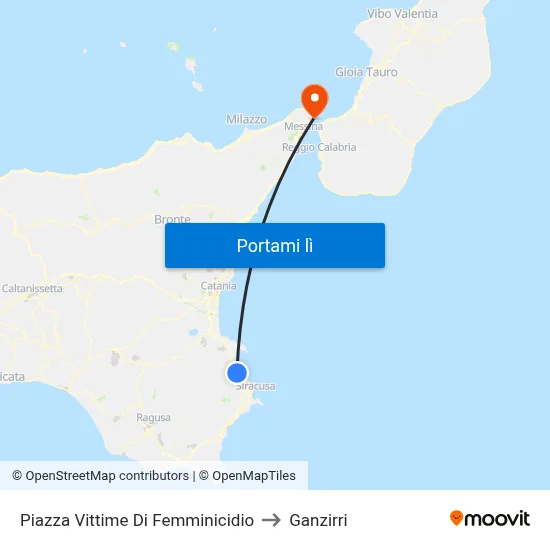 Piazza Vittime Di Femminicidio to Ganzirri map