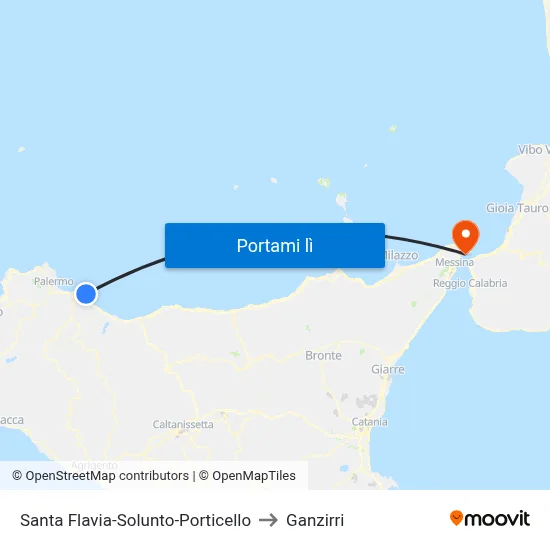 Santa Flavia-Solunto-Porticello to Ganzirri map