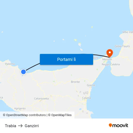 Trabia to Ganzirri map