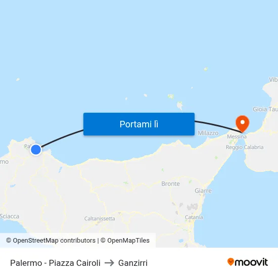 Palermo - Piazza Cairoli to Ganzirri map