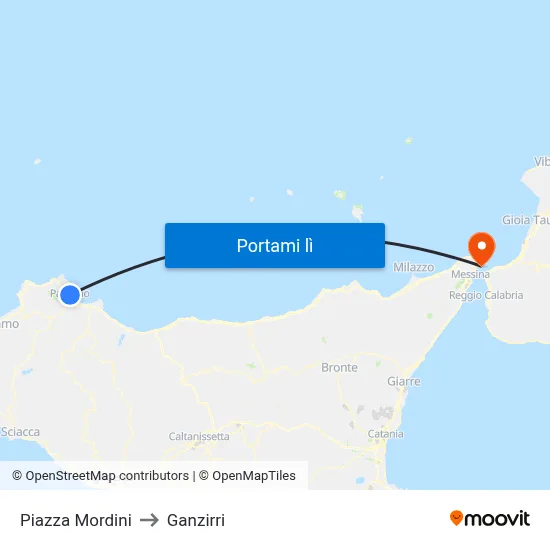 Piazza Mordini to Ganzirri map