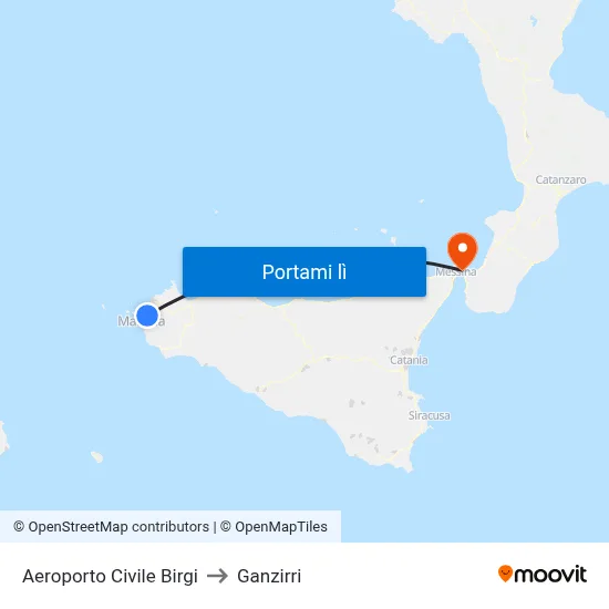 Aeroporto Civile Birgi to Ganzirri map