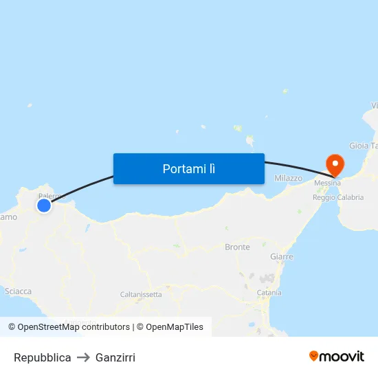Repubblica to Ganzirri map