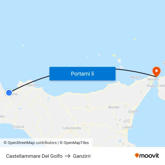 Castellammare Del Golfo to Ganzirri map