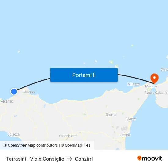 Terrasini - Viale Consiglio to Ganzirri map
