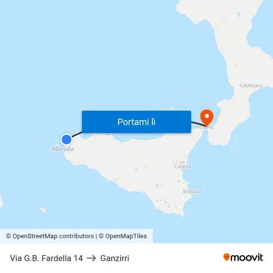 Via G.B. Fardella 14 to Ganzirri map
