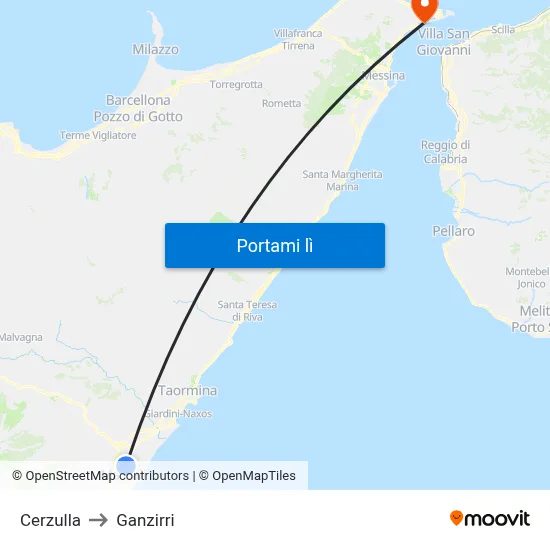 Cerzulla to Ganzirri map