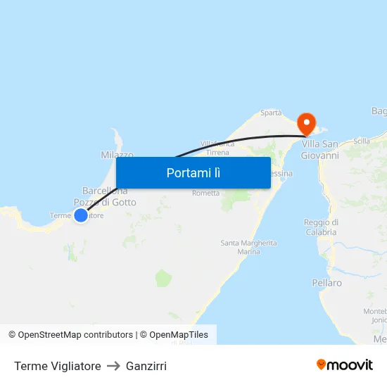Terme Vigliatore to Ganzirri map