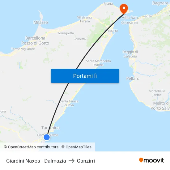Giardini Naxos - Dalmazia to Ganzirri map