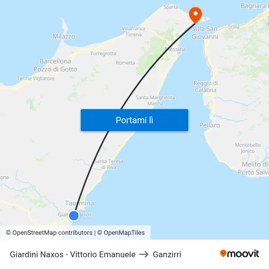 Giardini Naxos - Vittorio Emanuele to Ganzirri map