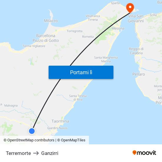 Terremorte to Ganzirri map