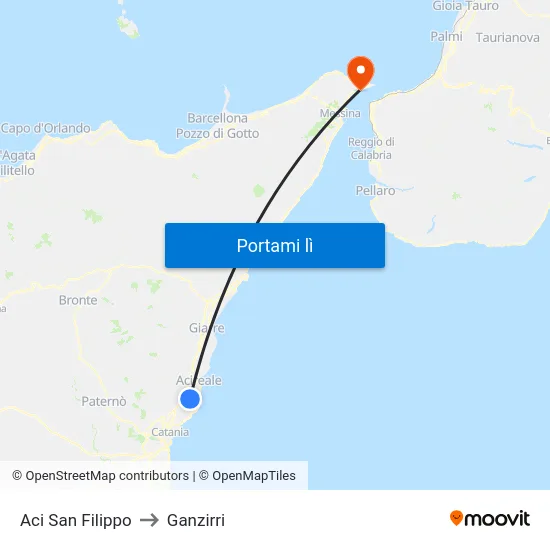 Aci San Filippo to Ganzirri map