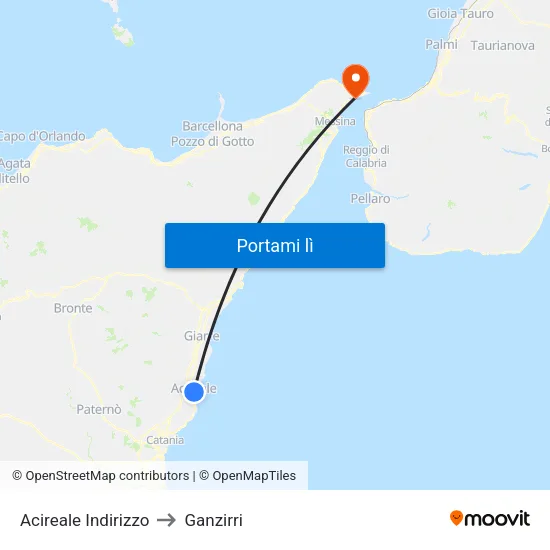 Acireale Indirizzo to Ganzirri map