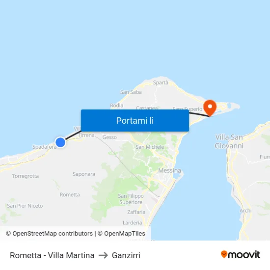 Rometta - Bv. Via Del Mare to Ganzirri map