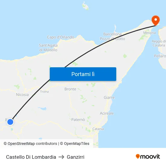 Castello Di Lombardia to Ganzirri map